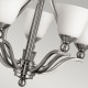 Lampadario in acciaio medio con 5 diffusori in vetro dal design moderno