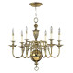 Lampadario in ottone dal design classico con 6 lampadine