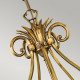Lampadario in ottone massiccio rustico con diffusori in vetro a 5 luci