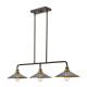 Lampadario lineare in acciaio diffusori a rete a 3 luce dal design industrial