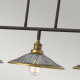 Lampadario lineare in acciaio diffusori a rete a 3 luce dal design industrial