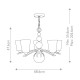 Lampadario medio in acciaio con diffusore in vetro a 5 luci dal design moderno