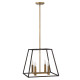 Lampadario moderno in acciaio a 4 luci e diffusore geometrico moderno