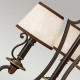 Lampadario rustico con struttura in acciaio e diffusori in organza a 3 luci
