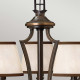 Lampadario rustico con struttura in acciaio e diffusori in organza a 3 luci