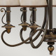 Lampadario rustico con struttura in acciaio e diffusori in organza a 6 luci