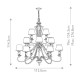 Lampadario rustico gigante struttura in acciaio e diffusori in organza a 15 luci