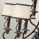 Lampadario rustico grande struttura in acciaio e diffusori in organza a 9 luci