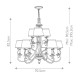 Lampadario rustico grande struttura in acciaio e diffusori in organza a 9 luci