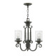 Lampadario rustico in alluminio con diffusore in vetro a 3 luci