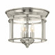 Plafoniera a soffitto rotonda in ottone massiccio e diffusore in vetro a 3 luci