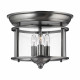 Plafoniera a soffitto rotonda in ottone massiccio e diffusore in vetro a 3 luci