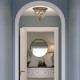Plafoniera alta in ottone classica con diffusore in vetro con 3 lampadine