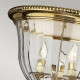 Plafoniera alta in ottone classica con diffusore in vetro con 3 lampadine