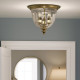 Plafoniera alta in ottone classica con diffusore in vetro con 3 lampadine