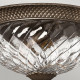 Plafoniera da soffitto grande rustica in acciaio e diffusore in vetro a 3 luci