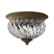 Plafoniera da soffitto piccola rustica in acciaio e diffusore in vetro a 2 luci