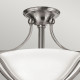 Plafoniera grande in acciaio con diffusore in vetro a 2 luci dal design moderno