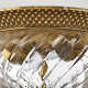 Plafoniera rotonda rustica piccola in ottone con diffusore in vetro a 2 luci