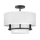 Lampada da soffitto piccola con struttura in acciaio e diffusore in tessuto
