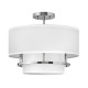 Lampada da soffitto piccola con struttura in acciaio e diffusore in tessuto