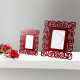 Portafoto da tavolo in plexiglass con taglio a roselline dal design elegante