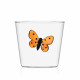 Bicchiere tumbler in vetro per acqua con farfalla