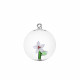 Pallina in vetro per albero di natale con fiori di bacche