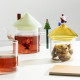Teiera in vetro con albero e babbo natale