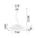 Lampada a sopensione grande con diffusore in doppio vetro dal design moderno