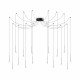 Lampada a sospensione con corpo in metallo e 16 diffusori led in acrilico