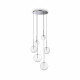 Lampada a sospensione con struttura metallo rotonda e 6 diffusori in vetro