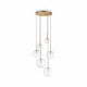Lampada a sospensione con struttura metallo rotonda e 6 diffusori in vetro