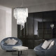 Lampada a sospensione elegante diffusore grande rotondo con cristalli pendenti