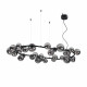 Lampada a sospensione gigante struttura in metallo e 30 diffusori in vetro