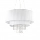 Lampada a sospensione grande con paralume in PVC e pendagli in cristallo