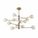 Lampada a sospensione grande con struttura metallo e 12 diffusori in vetro