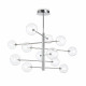 Lampada a sospensione grande con struttura metallo e 12 diffusori in vetro