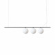 Lampada a sospensione grande lineare con 3 diffusori in vetro