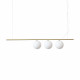 Lampada a sospensione grande lineare con 3 diffusori in vetro