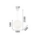 Lampada a sospensione in metallo bianco con diffusore rotondo in vetro gigante