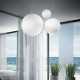 Lampada a sospensione in metallo bianco con diffusore rotondo in vetro gigante