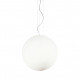 Lampada a sospensione in metallo bianco con diffusore rotondo in vetro gigante