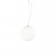 Lampada a sospensione in metallo bianco con diffusore rotondo in vetro piccolo