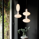 Lampada a sospensione in metallo con diffusore a led in vetro design elegante