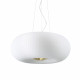 Lampada a sospensione in metallo e diffusore in vetro acidato grande