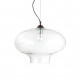 Lampada a sospensione industrial in metallo e diffusore in vetro rotondo