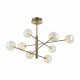 Lampada a sospensione media con struttura metallo e 8 diffusori in vetro