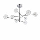 Lampada a sospensione media con struttura metallo e 8 diffusori in vetro