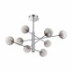 Lampada a sospensione media con struttura metallo e 8 diffusori in vetro
